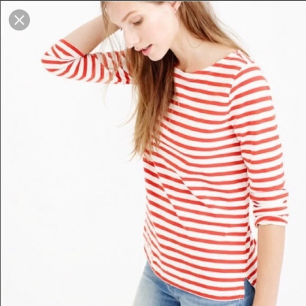 J Crew Striped Boat Neck Tee - Picture 1 of 7